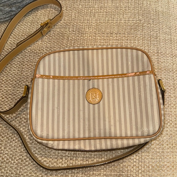 Authentic Vintage Fendi Beige Striped Crossbody Bag - Picture 1 of 5